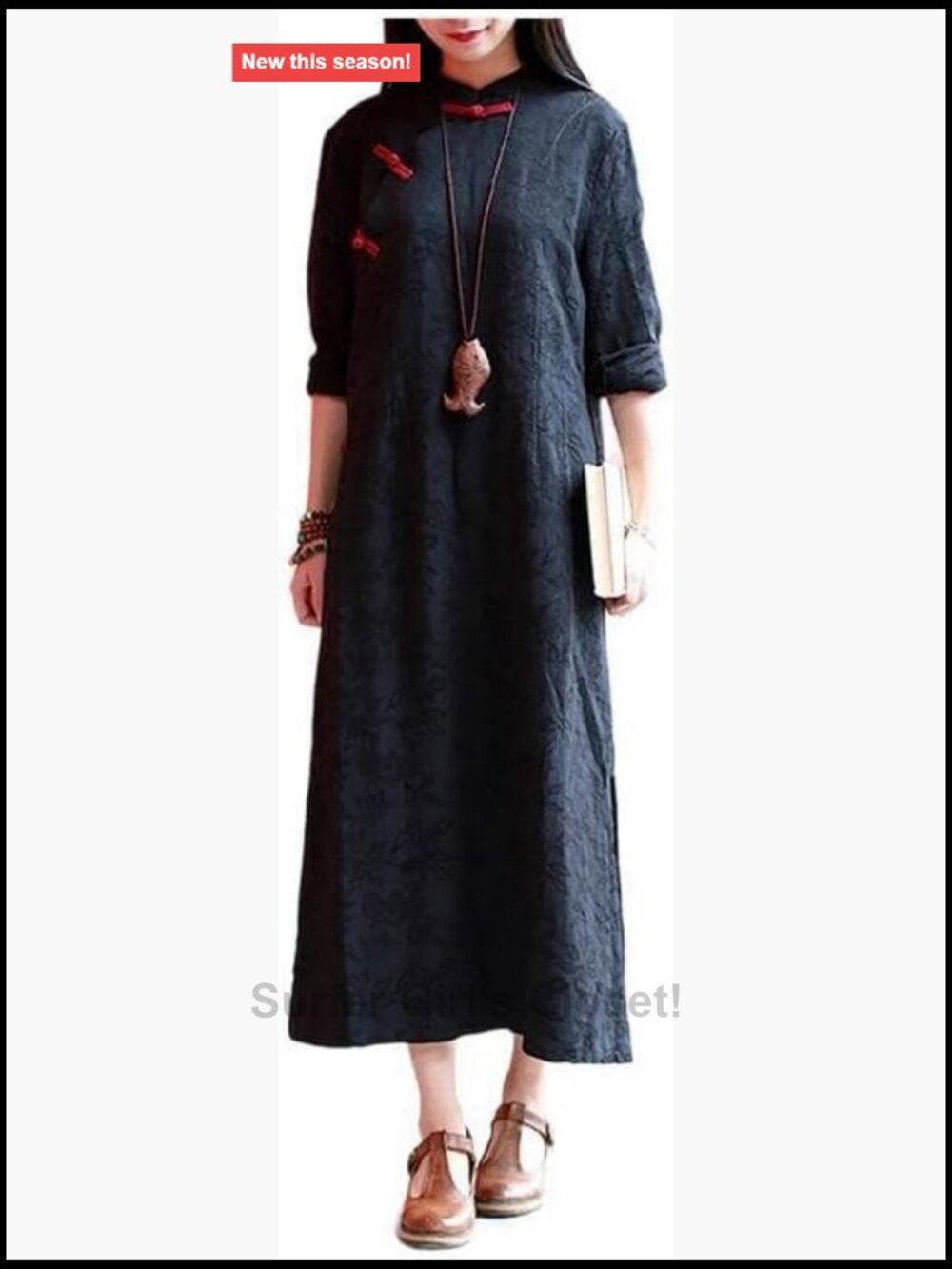 Handmade Frog Button Qipao Dress Cheongsam Vintage Floral Embroidery